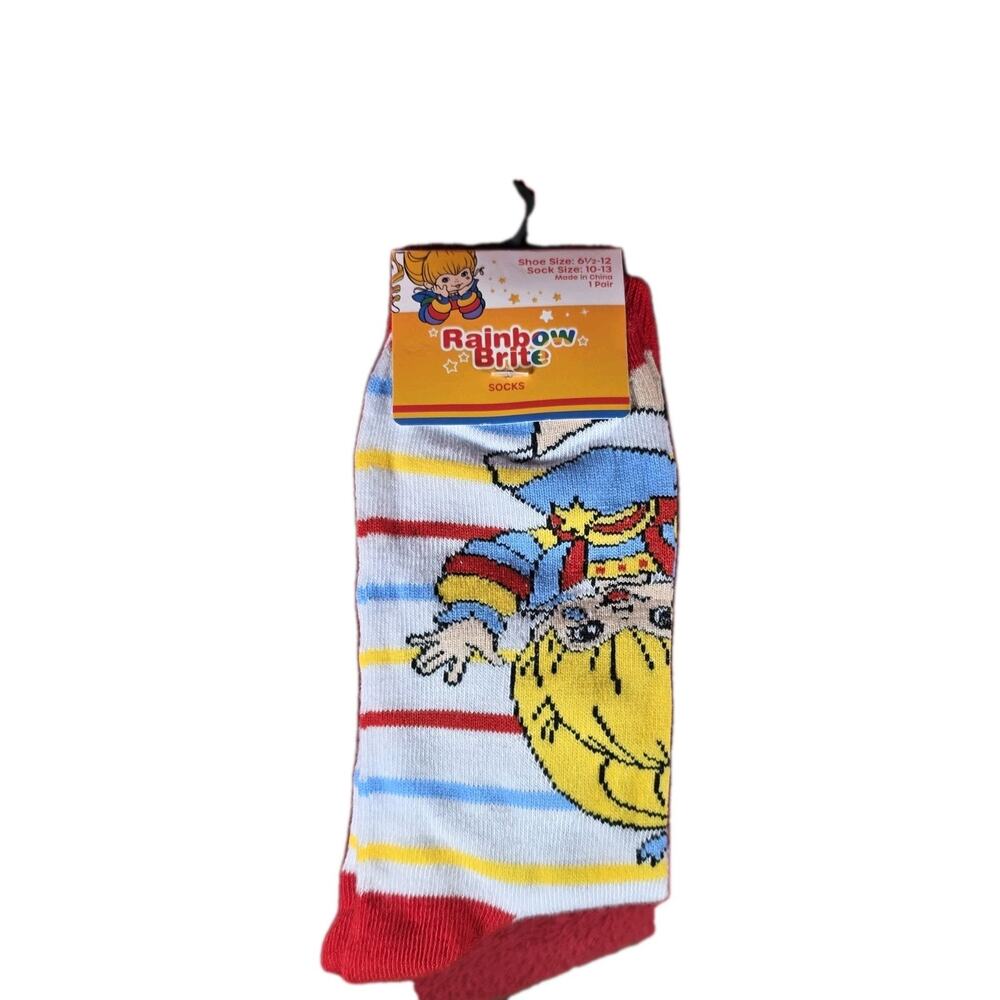 Rainbow Brite Crew Socks Women’s 6-12 NWT Hallmark 80s Retro Cartoon Striped